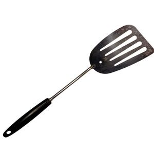 Vintage‎ Ekco Metal Spatula Flipper Turner Black Handle Slotted Slanted Edge 13"